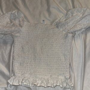 Art Class White Lace Puff Sleeve Blouse